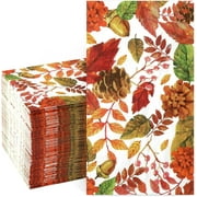 Homlouue 100 PCS Fall Paper Napkins 3 Ply Disposable Napkins Leaves Thanksgiving Party Supplies