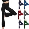 thumbnail image 1 of Pantalones de yoga acampanados con cintura cruzada para mujer, pantalones deportivos negros de pierna ancha elásticos con cintura alta y levantamiento de cadera para mujer, 1 of 5