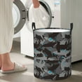 thumbnail image 4 of Laundry Basket, Black camouflage hammerhead shark Laundry Hamper Waterproof Laundry Bag Clothes Hamper Laundry Bin with Handles for Bedroom, Living Room, Kids Room, 4 of 6