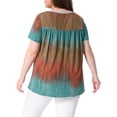 thumbnail image 4 of DARING DIVA Women's Plus Pleated Front Casual Blouse 4X Blue Brown, 4 of 6