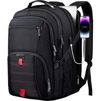 Women Black  Laptop Backpack Wide Large Charging Port  Doctor College Work Bag Shop Laptop Backpack Women Teacher Backpack N – Luggage Factory main image 2