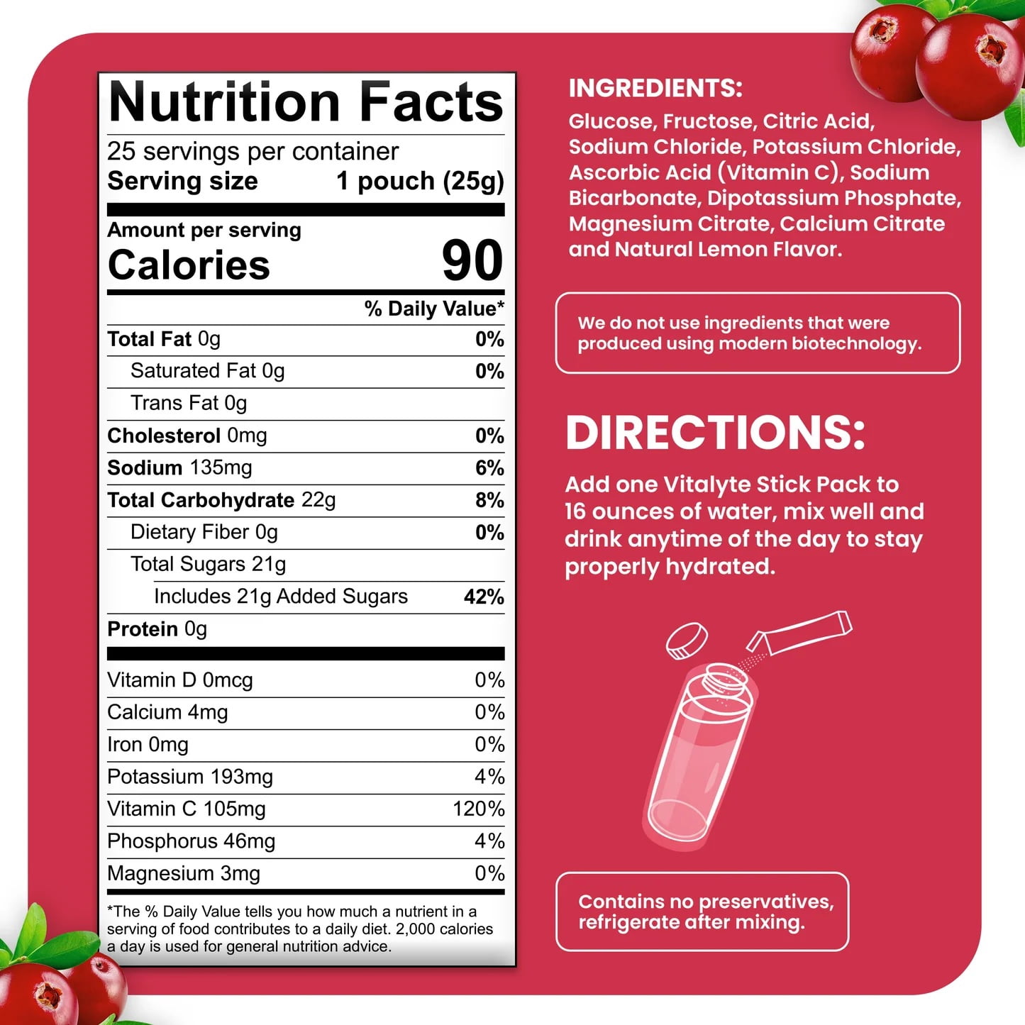 Vitalyte Variety Stick Pack Electrolyte Powder Mix, Isotonic Hydration, Pack of 14