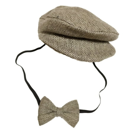 

NICEXMAS Newborn Photography Props Baby Photography Outfits Handmade Crochet Peaked with Bow Tie Set (Coffee)