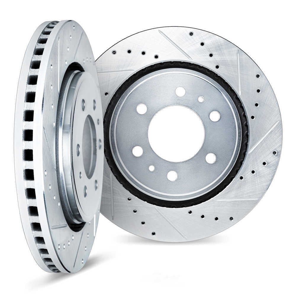Dynamic Friction Company 7002-40040 DFC Brake Rotors - Drilled & Slotted - Silver