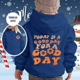 thumbnail image 2 of Curuila Kids Girls Boys Hoodies Letter Print Crew Neck Long Sleeve Comfortable Casual Pullover With Pocket Autumn Winter Sweatshirt Navy Size 10-11 Years, 2 of 5