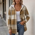 thumbnail image 4 of ZZkhGO Women's Plaid Hooded Button‑Front Cardigan Coat Long Sleeve Oversized Outerwear with Chest Pocket, 4 of 6