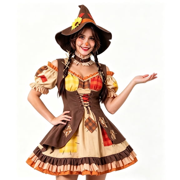 Joyfy Scarecrow Costume for Women, Sassy Scarecrow Dress Outfits for Halloween Dress up Party Cosplay
