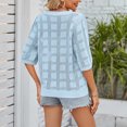 thumbnail image 4 of Pincandy Women's Fashion Summer Tops 3/4 Sleeve Round Neck Tshirts Cute Tunic Loose Fit Pullover Blouses and Basic Tees,Light Blue,L, 4 of 5