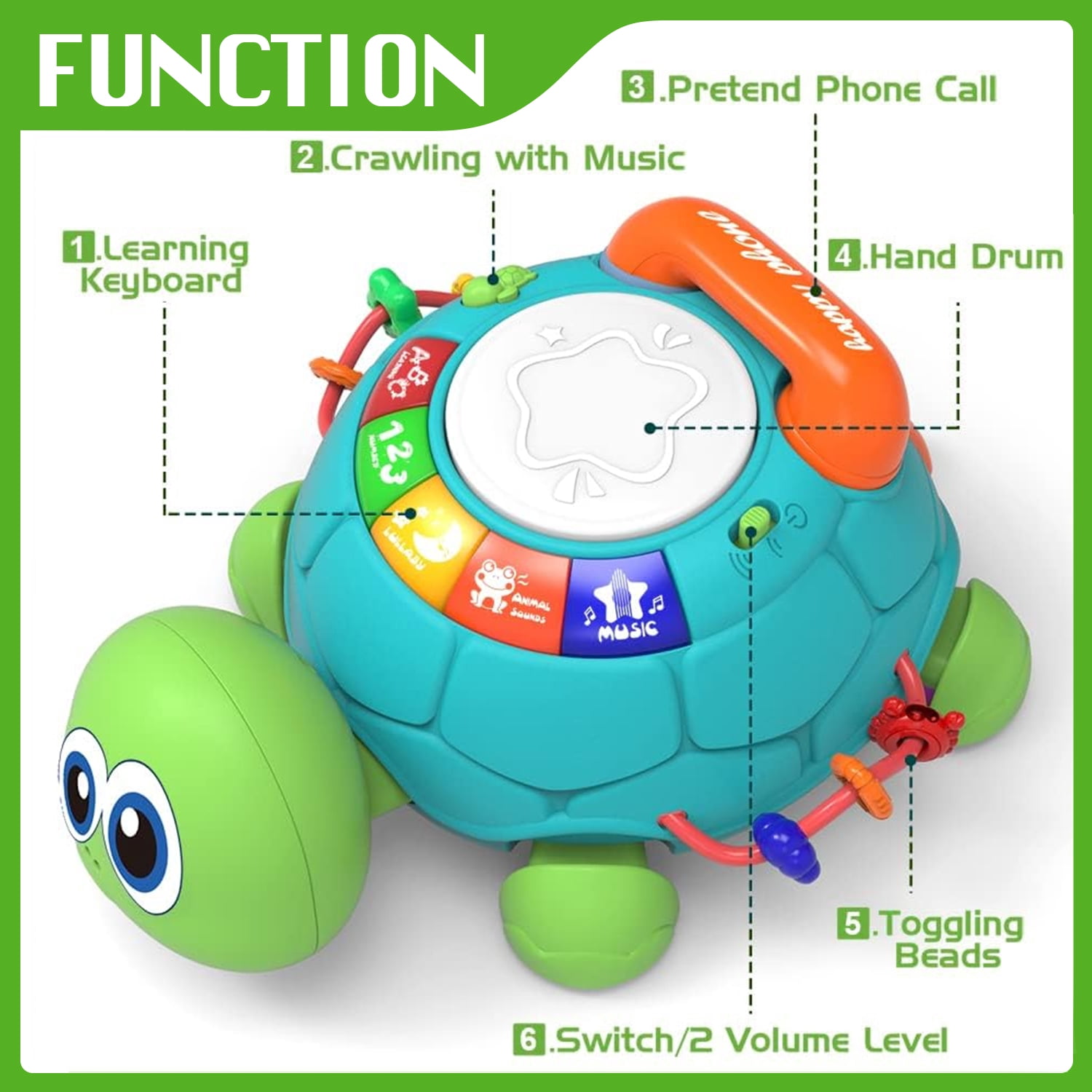 LieGorJi Baby Turtle Toys , Tummy Time Toy for 12-18 Months, Musical  Crawling Toys with Light & Sound, Birthday Gift Early Educational Toy for Baby Infant 6 7 8 9 10 Months 1 2 Year Old
