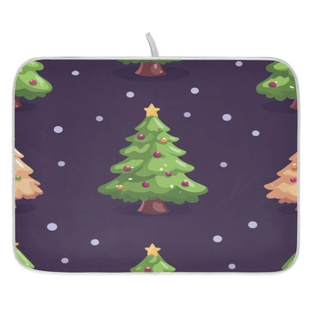 

Christmas Christmas Tree Dish Drying Mat for Kitchen Quick Drying Absorbent Soft Durable 16 x 18