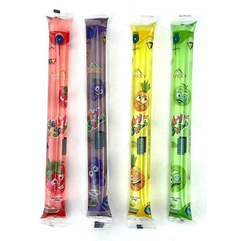  Apexy Jelly Sticks, Jelly Straws, Fruit Jelly Filled Strips,  Tiktok Candy Trend Items, Assorted Fruit Jelly Sticks, 15.23oz (432g) Pack  of 2