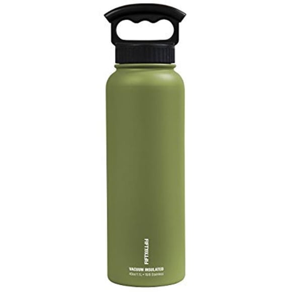 Icy-Hot Hydration V40006OL0 Olive Green Vacuum Insulated Bottle - 3 Finger Grip Lid - 40 oz Pack of 4