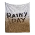 thumbnail image 1 of Rainy Day Soft Flannel Fleece Throw Blanket, Blurred Background Photo of Raindrops on Window Effect Design Autumn Weather, Cozy Plush for Indoor and Outdoor Use, 70" x 90", Camel White, by Ambesonne, 1 of 6