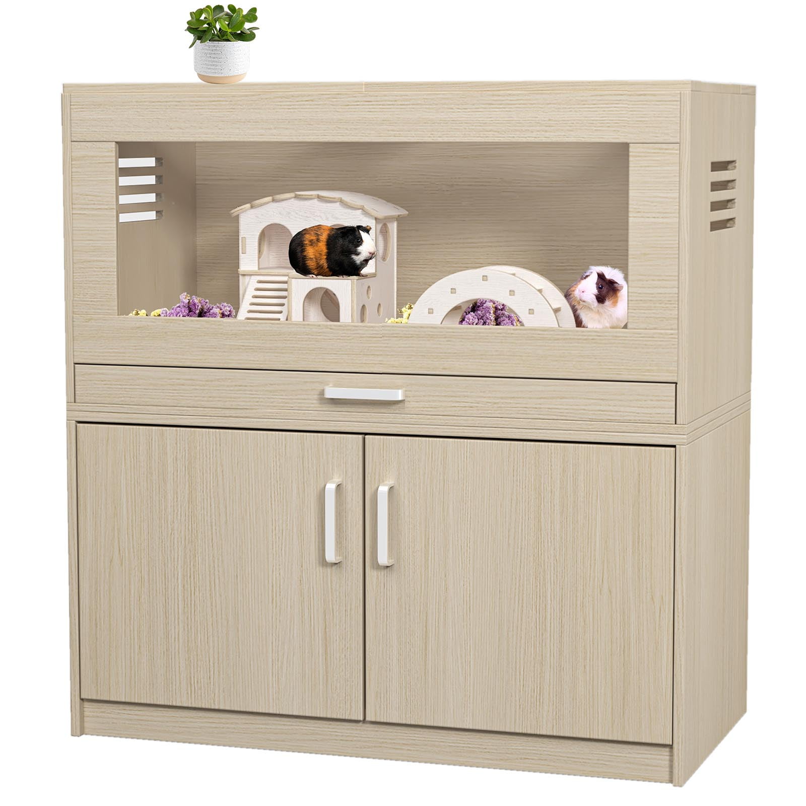 Acrylic Windows Rat Cage Wooden Bridge Storage Cabinet Spacious Living Habitat Easy Installation
