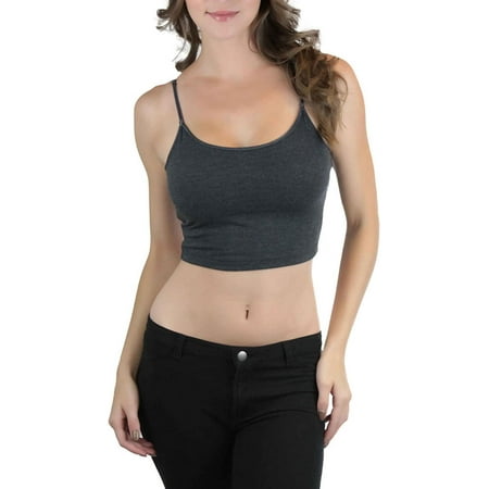 

ToBeInStyle Women s Adjustable Built in Bra Crop Spaghetti Tank
