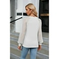 thumbnail image 3 of Anbech Women's Lace Splicing Blouse V Neck Shirt Splice Long Sleeve Loose Casual Solid Color Tops, 3 of 8