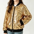 thumbnail image 5 of Tqyyweavej Toddler Boys Girls Sequin Bomber Jacket Glitter Zip Up Long Sleeve Jacket Sparkly Versatile Outwear Coat with Pockets for Party 2-13Y, 5 of 10