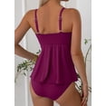 thumbnail image 3 of DOKOTOO Bathing Suit for Woman Cut Out Shell Tankini Top with High Waist Swim Bottoms 2 Piece Swimsuits Purple XXL US18-20, 3 of 11