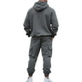thumbnail image 5 of Havenre Mens Hoodie Tracksuit Set 2 Pieces Athletic Fleece Hooded Sweatsuit Casual Outfit Sets Long Sleeve 1/4 Zip up Drawstring Pullover Sweatshirt and Joggers Sweatpants with Multi-Pockets XXXL, 5 of 10