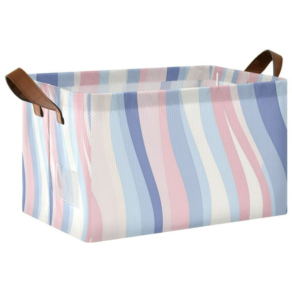 Yayeee Foldable Storage Basket for Shelves with Handles Waterproof Cloth Bins, Abstract Pink