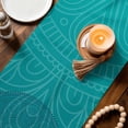 thumbnail image 4 of Table Runners 72 Inches Long, Teal Boho Cotton Linen Kitchen Dining Coffee Table Runner for Party Home Decor, Farmhouse Abstract Geometric Aesthetic Art Tabletop Dresser Scarves Runner 14x72 Inch, 4 of 9