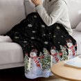thumbnail image 3 of Black Christmas Snowman Throw Blanket for Couch, Soft Lightweight Flannel Fleece Blanket, Winter Xmas Tree Snowflakes Microfiber Plush All Season Decorative Blankets Gifts for Sofa Bed Office 40"x60", 3 of 9