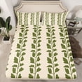 thumbnail image 2 of jejeloiu Vintage Leaves Pattern Bed Sheets,Green Beige King Sheets For Kids 4pcs, 2 of 7