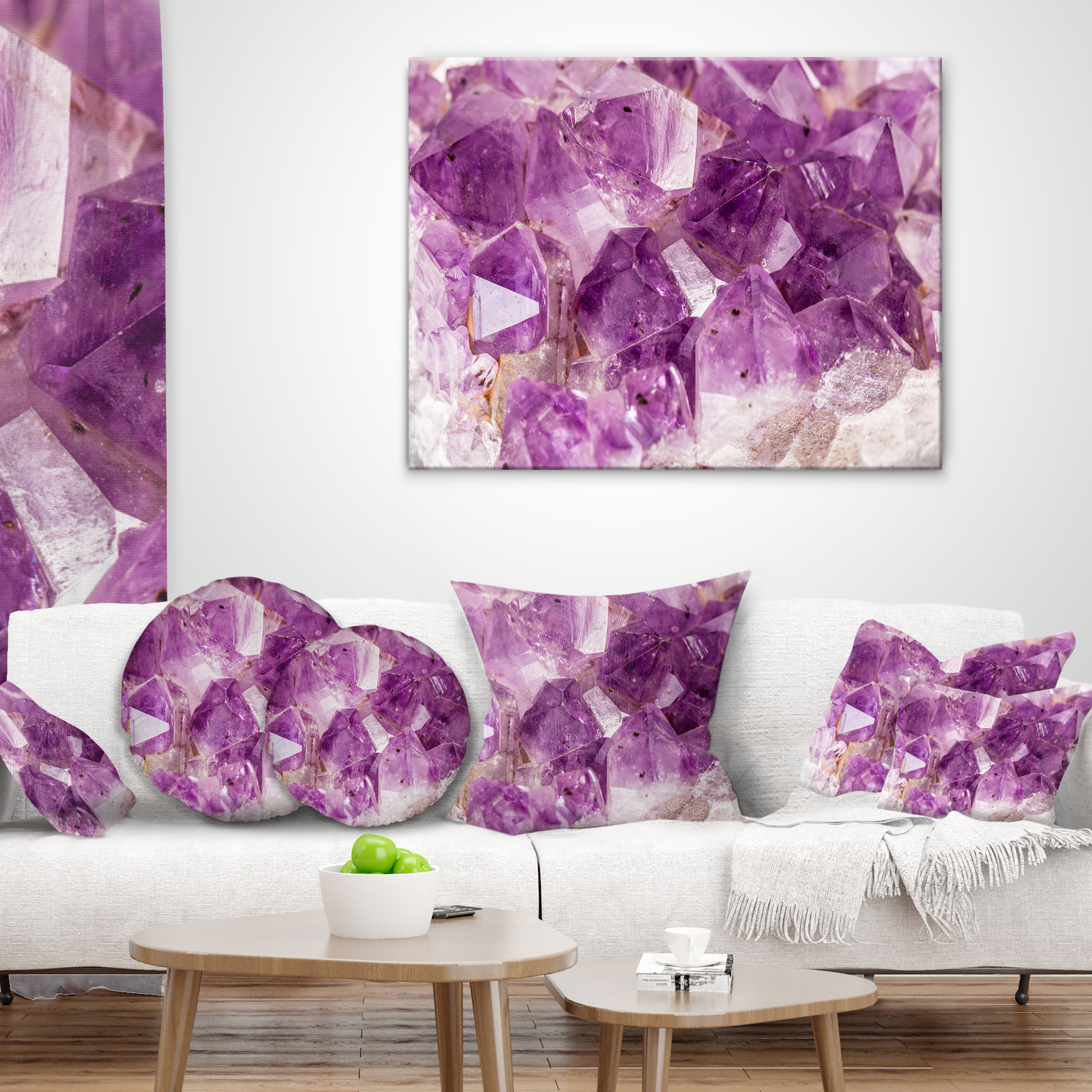 Designart Purple Amethyst Macro - Abstract Throw Pillow - 18x18