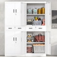 thumbnail image 4 of Metal Storage Cabinet, 71" H x 28" W x 16" D Locking Storage Cabinet with Adjustable Shelves and One Drawer for Office, Garage, Home, School, Utility(White), 4 of 7