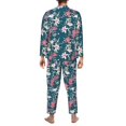 thumbnail image 7 of Salouo Lilies Flowers Print Button-Front Long Sleeve Pajama Set for Men, Soft 2Pjs Men's Long Sleeve Sleepwear -Medium, 7 of 7