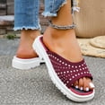 thumbnail image 6 of Fesfesfes Women's Rhinestone Open Toe Thick-Soled Sandals Comfortable Casual Spring Summer Fashionable Versatile Slip-On Lightweight Shoes for Outdoor Wear(Wine,US 8.5), 6 of 8