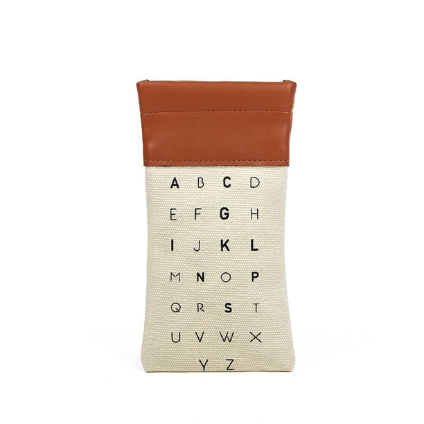 Bolsa para gafas con letras, de spandex y lona, estilo patchwork, para guardar gafas, presbicia, bolsa portátil para gafas de estudiante, bolsa para guardar brochas de maquillaje