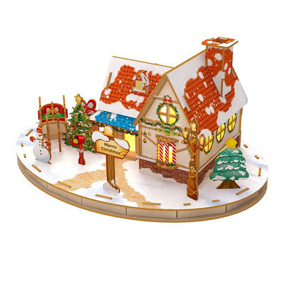 ZYLEGEN Luxury Hut 3D Wooden Puzzles, DIY LED Model Building Kit as Home Decor Gift Ideas