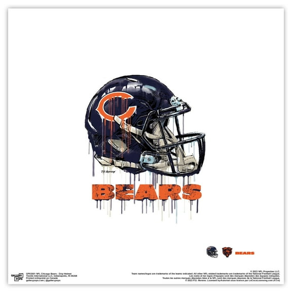 Gallery Pops NFL Chicago Bears - Drip Helmet Wall Art, Unframed Version, 12" x 12"