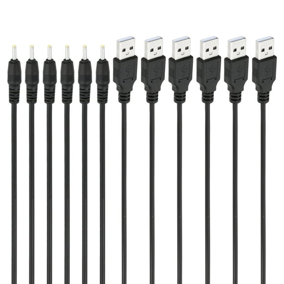 Unique Bargains USB 2.0 A Type to DC 2.5x0.7mm Barrel Jack Power Cable, 6pcs Wire Adapter Connector Cord, Black