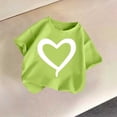 thumbnail image 2 of Girls Graphic Tees - Heart Printed Crew Neck Short Sleeve T Shirts for School Lightweight Casual Summer Tops Green-a 3 Years, 2 of 5