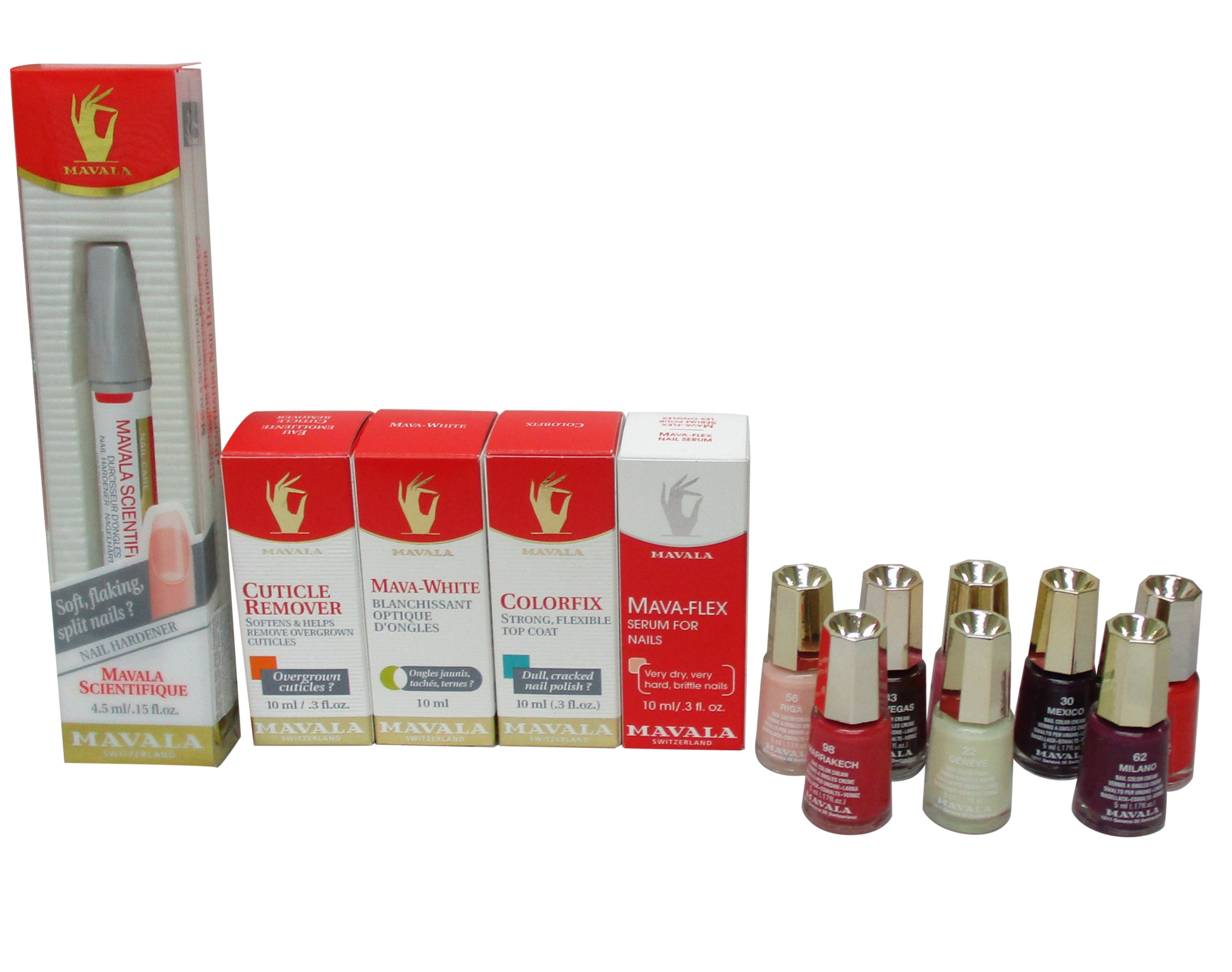 Mavala Nail Care Set 13 Piece, Polish, Whitener, Serum, Hardener