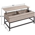 thumbnail image 4 of Modern Metal Wood Lift-Top Coffee Table Sofa Laptop Desk in Grey Wood Finish, 4 of 4
