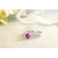 thumbnail image 4 of Gem Stone King 1.15 Ct Round Pink Created Sapphire 925 Sterling Silver Engagement Ring (Size 5), 4 of 5
