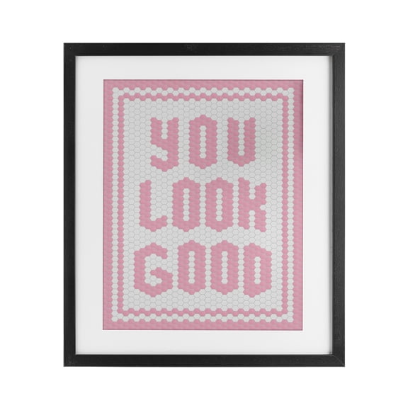 Stupell Industries You Look Good Pink Pastel Black Framed Print Under Glass, design by Lettered and Lined, 16 x 13
