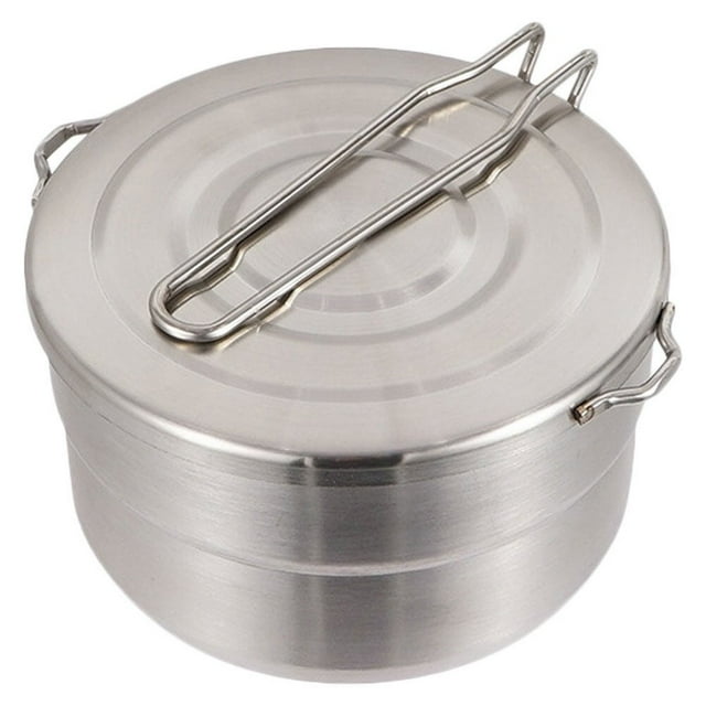 HLONK Pot de Camping Portable en Acier Inoxydable Compact Pliable pour Extérieur avec Poignée Antidérapante