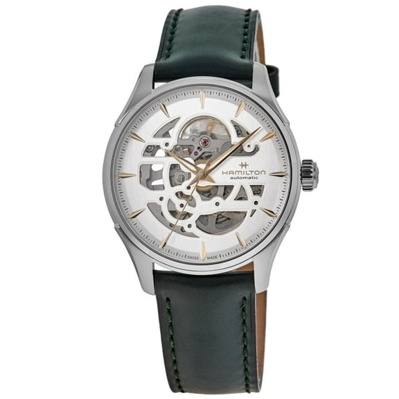 Hamilton Jazzmaster Skeleton Auto Dial Green Leather Strap Men's Watch H42535810