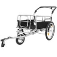 thumbnail image 2 of 3-in-1 Heavy Duty Bike Cargo Trailer Convertible Stroller & Pull Cart Steel Frame 110lbs Capacity with Suspension 20" Wheels Black & Gray, 2 of 10