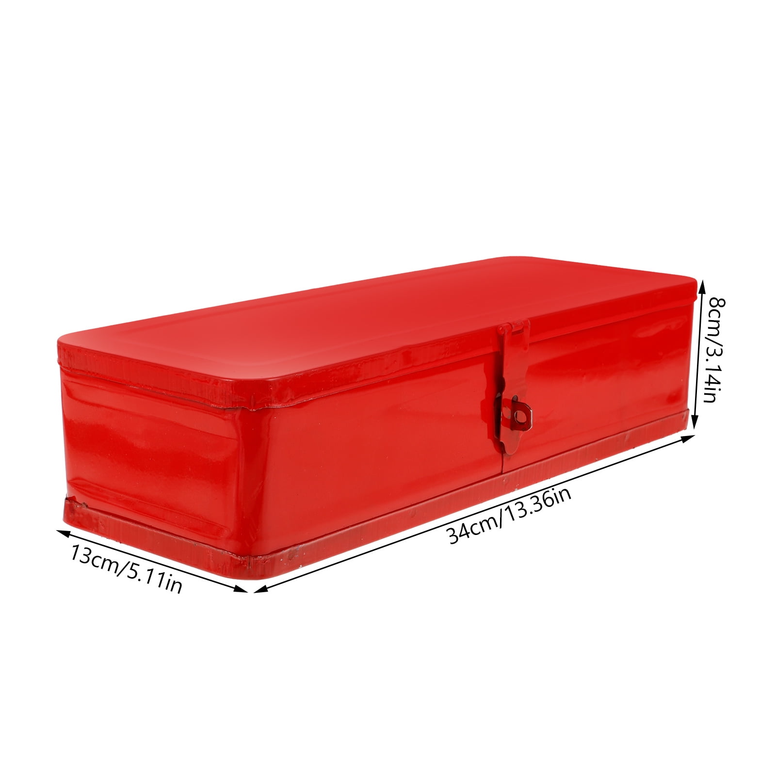 KALLORY Portable Red Metal Tool Box with Thickened Iron Material and Spacious Tool Storage
