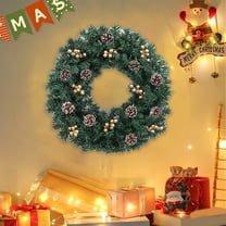 Hwkond Pre-Lit Christmas Garland Christmas Wreath Christmas Rattan Indoor Hanging Scene Arrangement Wall Decoration 40cm Christmas Decorations Wreaths For Front Door