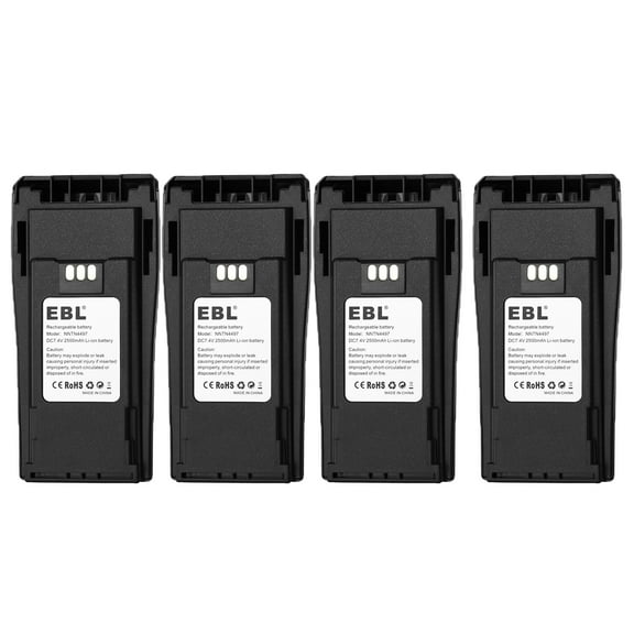 EBL 4-Pack 2500mAh 7.4V Li-ion Replacement Batteries for Motorola CP200 CP200D EP450 PR400 GP3138, GP3688 NNTN4497 Two-Way Radio