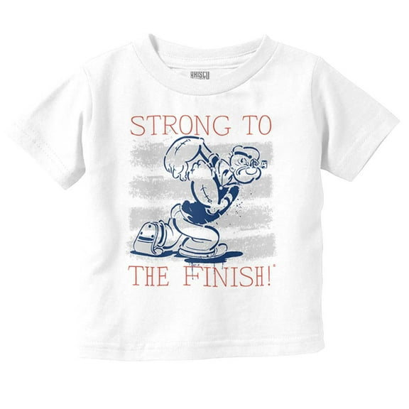 Popeye Strong to the Finish Cartoon Toddler Boy Girl T Shirt Infant Toddler Brisco Brands 6M