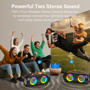 JYX Party Speaker, Waterproof Outdoor Speakers Bluetooth, Portable Boombox with DJ Lights for Pool Beach Party