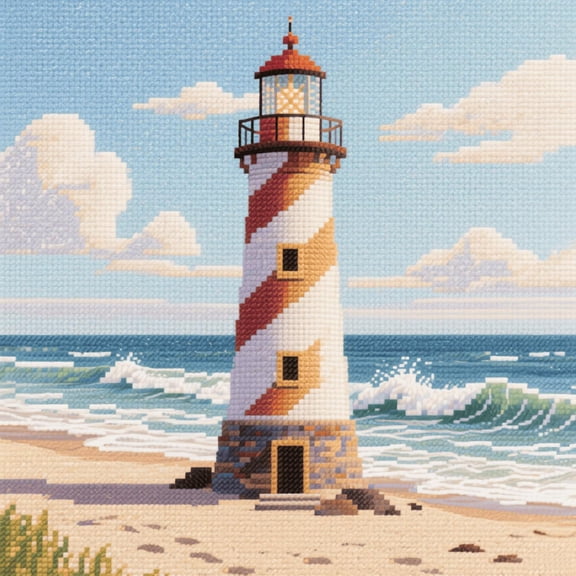 Latch Hook Pillow Kits Lighthouse by the sea DIY Cross Stitch Latch Hook Cushion Kit 17x17inch