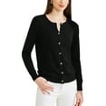 thumbnail image 2 of INSPIRE CHIC Women's Lightweight Sweater Crewneck Button Down Long Sleeve Cardigan L Black, 2 of 6